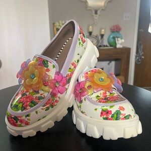 Betsey Johnson Floral Flats with Multicolor Flowers